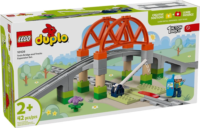 LEGO DUPLO Town Train Bridge and Tracks Expansion Set - 10 Extra Pieces of Train Tracks - 10426