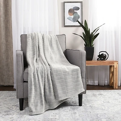 Recycled Cozy Textured Throw, Grey 50" x 60"