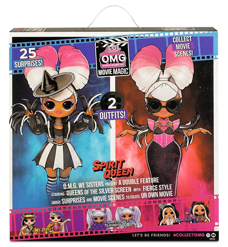 Poupée-mannequin LOL Surprise OMG Movie Magic, Spirit Queen, avec 25 surprises incluant 2 tenues tendance, lunettes 3D, accessoires de cinéma et jouet réutilisable
