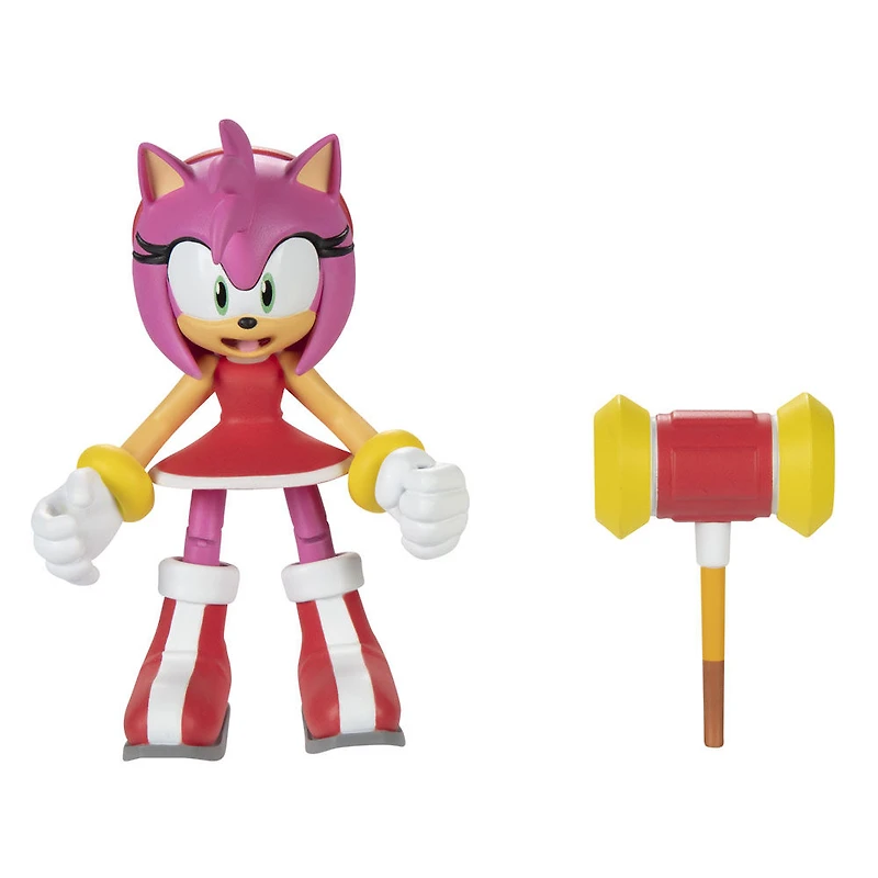 Figurine de 4 pouces SONIC avec accessoire - Amy avec Piko Piko Hammer