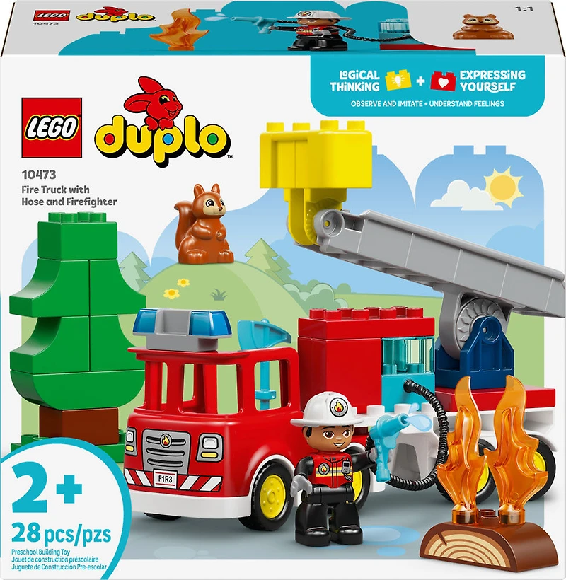 LEGO DUPLO Town Fire Truck with Hose and Firefighter Building Toy for Toddlers, Ages 2+ - 10473