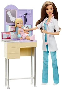 Barbie Carrières - Poupée Pédiatre et coffret de jeu.