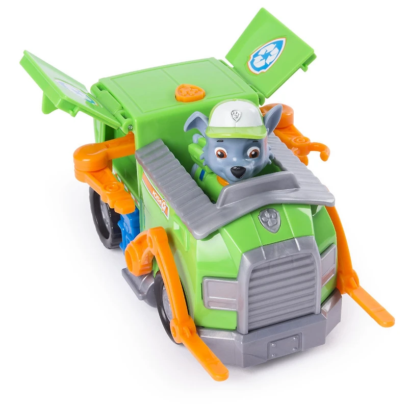 PAW Patrol - Camion de recyclage transformable de Rocky avec outils déployables et fourche hydraulique fonctionnelle