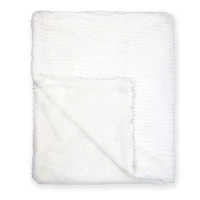 Signature Mode Bébé Couverture en peluche striée : blanc