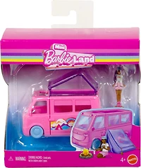 Barbie-Camping-Car Mini BarbieLand-Coffret avec poupée et zones de jeu