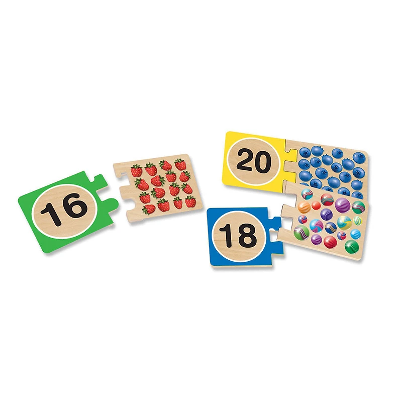 Melissa & Doug Self-Correcting Wooden Number Puzzles With Storage Box - 40 pieces - English Edition