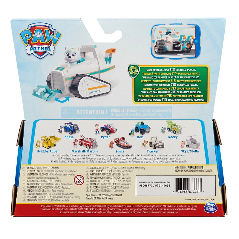 PAW Patrol, Everest's Snow Plow, Toy Car with Collectible Action Figure, Sustainably Minded Kids Toys
