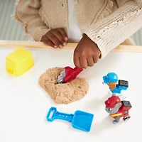 Rubble & Crew, Charger and Wheeler Action Figures Set, with 3 oz of Kinetic Build-It Sand and 2 Hand Held Building Toys