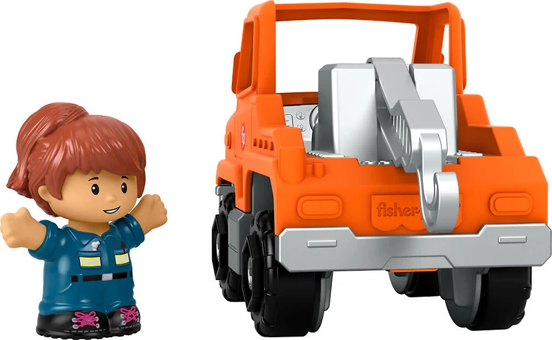 Fisher-Price Little People Help and Go Tow Truck and Figure Set for Toddlers, 2 Pieces