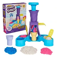 Kinetic Sand, Fabrique de glaces à l'italienne avec 396 g de sable à modeler (bleu, rose et blanc), 2 cornets de crème glacée et 2 outils, jouets sensoriels