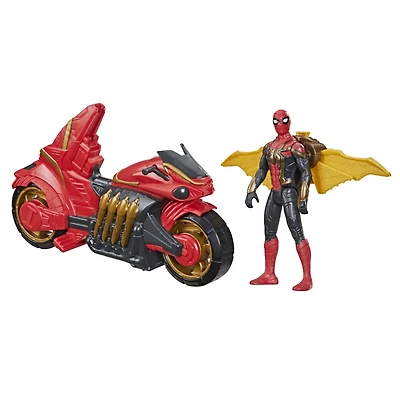 Marvel Spider-Man, figurine Spider-Man ailée amovible avec Super arachno-moto