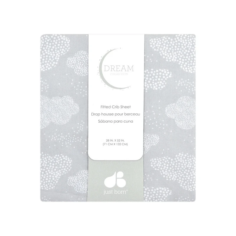 Drap-housse de couchette de rêve Just Born - nuages gris.