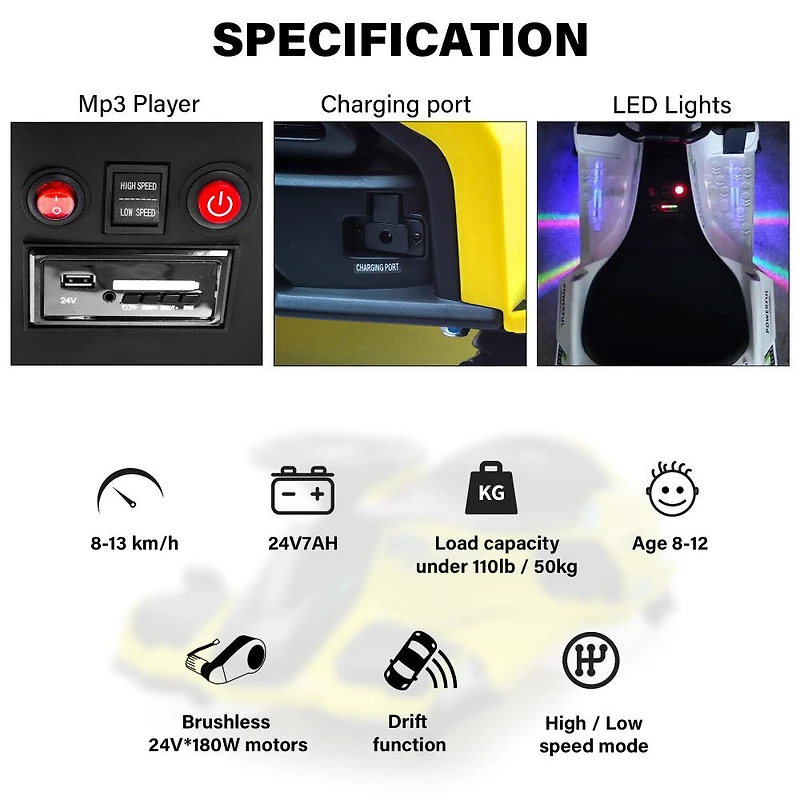 Voltz Toys Voiture de drift à haute vitesse avec moteur sans balais