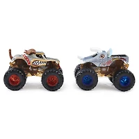 Monster Jam, Monster trucks Monster Mutt vs. Jurassic Attack officiels qui changent de couleur en métal moulé, échelle 1:64