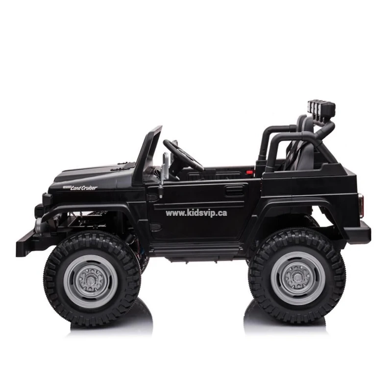 KIDSVIP Camion porteur sous licence Toyota Land Cruiser 2 places pour enfants 4X4 24V avec RC - Noir