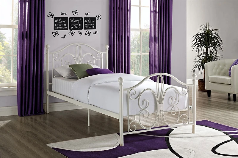 Lit en métal bombay- jumeau, blanc DHP