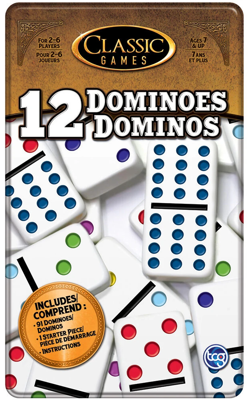 Jeux classiques - Domino double 12 - Boîte de rangement - Édition anglaise