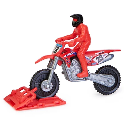 Supercross, Moto authentique de Chase Sexton en métal moulé à l'échelle 1:24 avec figurine motocycliste, pour les enfants et les collectionneurs à partir de 3 ans
