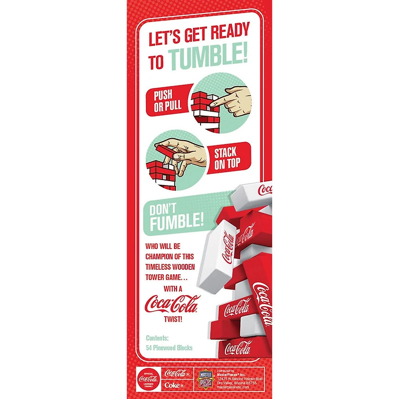 Masterpieces Puzzle Company Coca-Cola Tumble Tower jeu de plateau - Édition anglaise