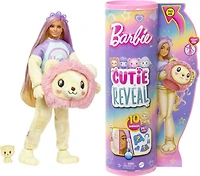 Barbie Cutie Reveal Doll and Accessories, Cozy Cute Tees Lion, "Hope" Tee, Purple-Streaked Blonde Hair, Brown Eyes