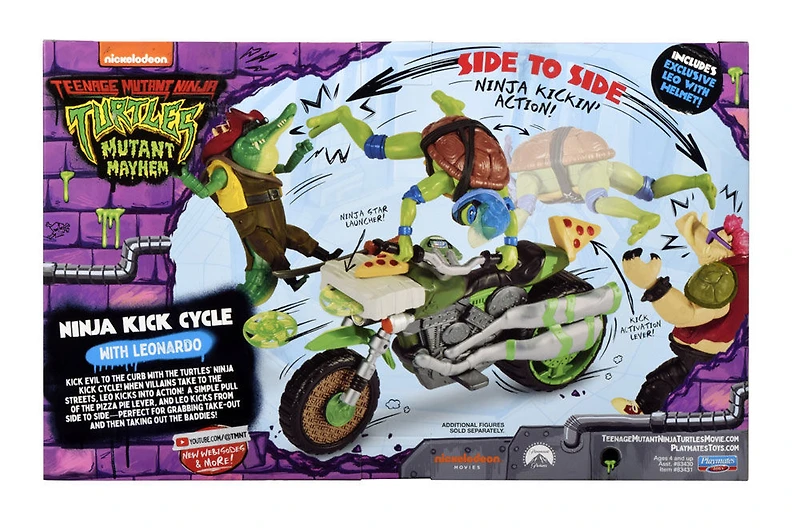 Les Tortues Ninja Mutantes: Mutant Mayhem Ninja Kick Cycle avec la figurine exclusive Leonardo