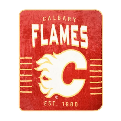 Couverture douce en peluche des Flames de Calgary de la LNH ( x pouces