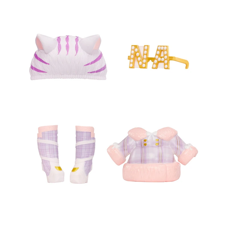 Na Na Na Fuzzy Surprise série 1 Catie Cat - Poupée-mannequin articulée de 7 po (18 cm)