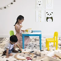Kids Plastic Table and 2 Chairs, Aqua