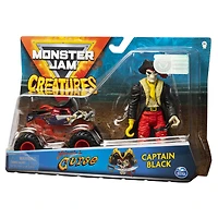Monster Jam, Coffret Monster truck Pirate's Curse à l'échelle 1:64 officiel et figurine articulée Captain Black Creatures de 13 cm
