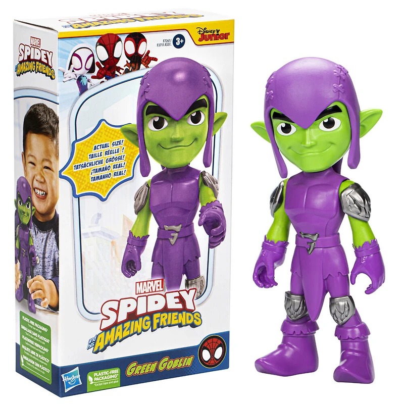 Marvel Spidey and His Amazing Friends Supersized Green Goblin Figure, 9-Inch Action Figure, Preschool Toys for Kids