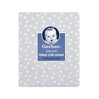 Gerber, drap-housse à pois gris.