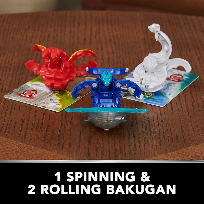 Bakugan Starter 3-Pack, Special Attack Bruiser, Octogan et Trox, figurines articulées personnalisables qui tournent et cartes à collectionner