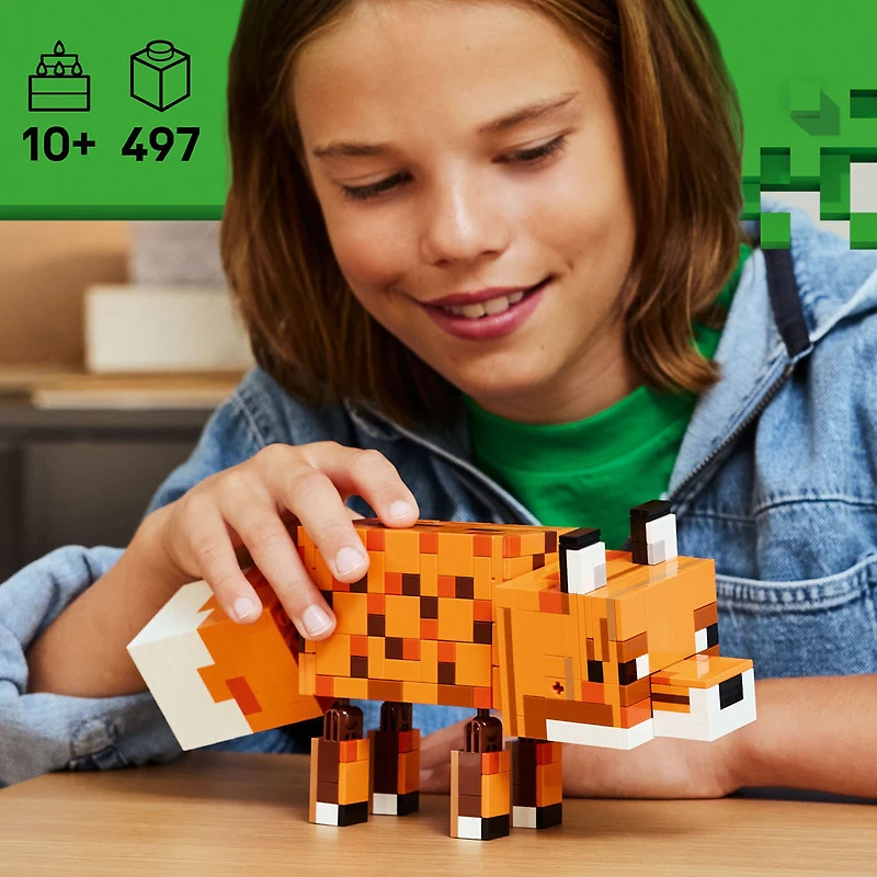LEGO Minecraft Le Renard, Ensemble de Construction de Décoration de Jeu Vidéo, Jouet de Figurine d'Animal, Cadeau de Décoration de Jeu 21588