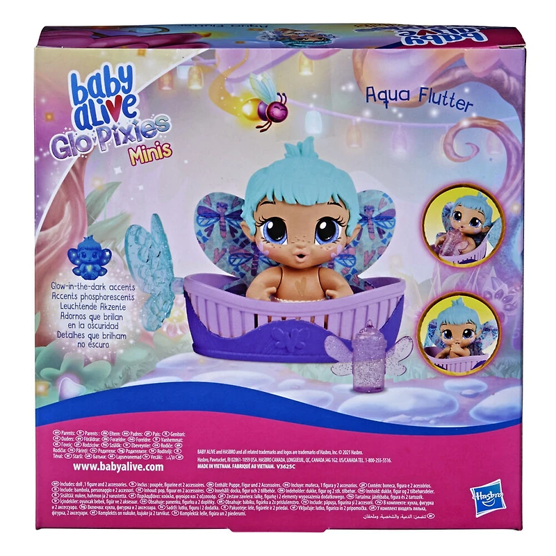 Baby Alive GloPixies Minis Doll, Aqua Flutter, Glow-In-The-Dark Doll