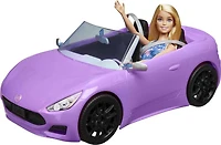 ​Barbie Doll and Vehicle Playset with Barbie Doll and 2-Seater Purple Convertible Car with Rolling Wheels