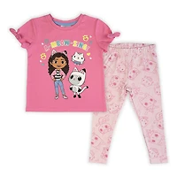 Gabby 2 Piece Short Sleeve Tee & Legging - Pink 