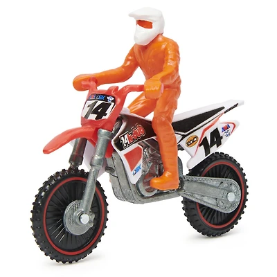 Supercross, Moto authentique de Kevin Windham en métal moulé à l'échelle 1:24 avec figurine motocycliste, pour les enfants et les collectionneurs