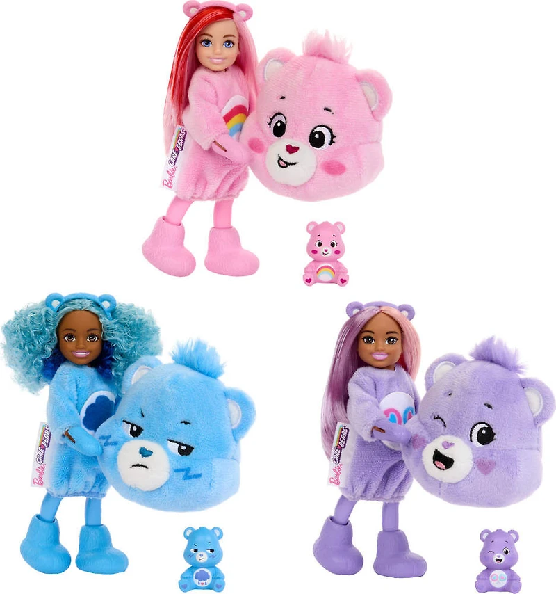 Barbie Cutie Reveal Chelsea Doll & Accessories, Care Bears Series, Small Doll with Costume & 6 Surprises (Styles May Vary)