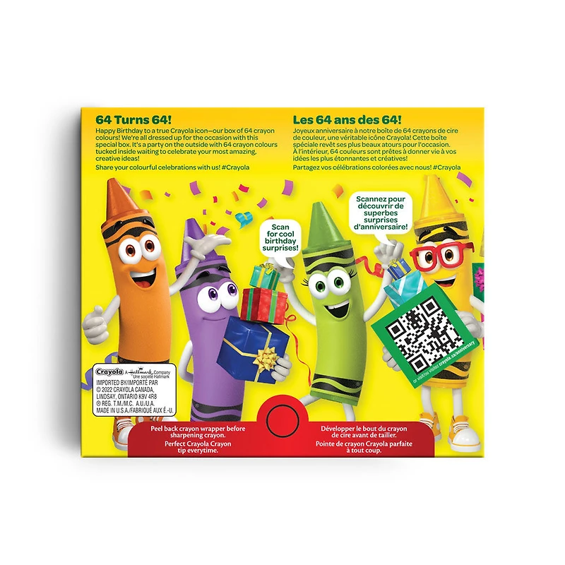 Crayons de cire Crayola, boîte de 64 - Édition 64e anniversaire!