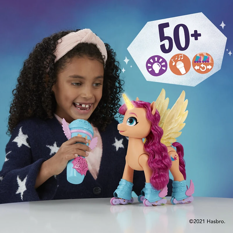 My Little Pony: A New Generation Sunny Starscout chante en rollers, jouet interactif de 22,5 cm avec télécommande, 50 réactions, lumières - Édition anglaise