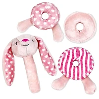 Jouet d’activité à empiler en peluche Bab & Tot : lapin rose