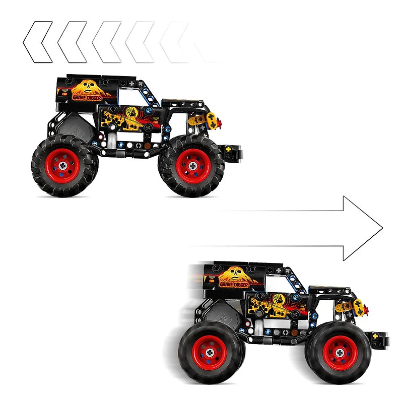 LEGO Technic Monster Jam Grave Digger Feu et Glace, Jouet de Camion à Rétrofriction 42199