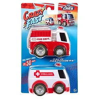 Voitures Little TikesMD, My First CarsMC, Crazy FastMC , paquet de 2 Racin' RespondersMC, camion d'incendie, ambulance, véhicule-jouet à rétropropulsion pouvant parcourir jusqu'à 50 pi (15 m)