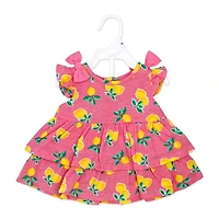 Sterling Baby 2 Piece Poplin Tiered Dress: Pink Lemon