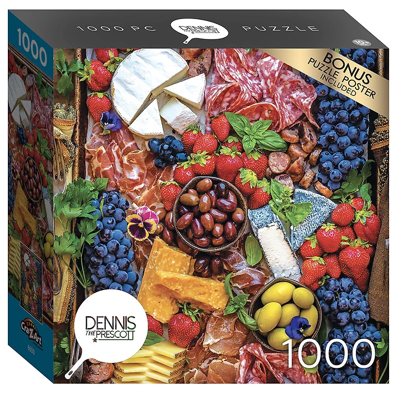 Cra-Z-Art - Dennis Prescott 1000pc Puzzle - Cheese and Charcuterie Happiness