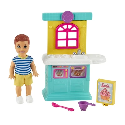 Barbie Skipper Babysitters Inc. Petite poupée et cuisine pour tout-petit avec boîte à dessert, bol et cuillère