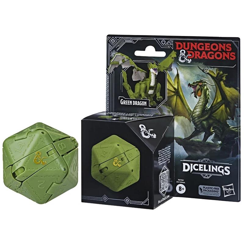 Dungeons and Dragons Dicelings, monstre-dé de collection DandD dragon vert, figurine de dragon