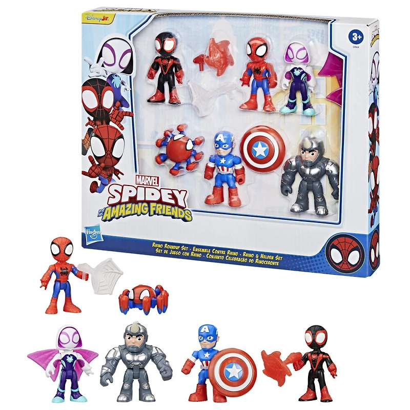 Marvel Spidey and His Amazing Friends Rhino Roundup Set Spider-Man Action Figures - R Exclusive