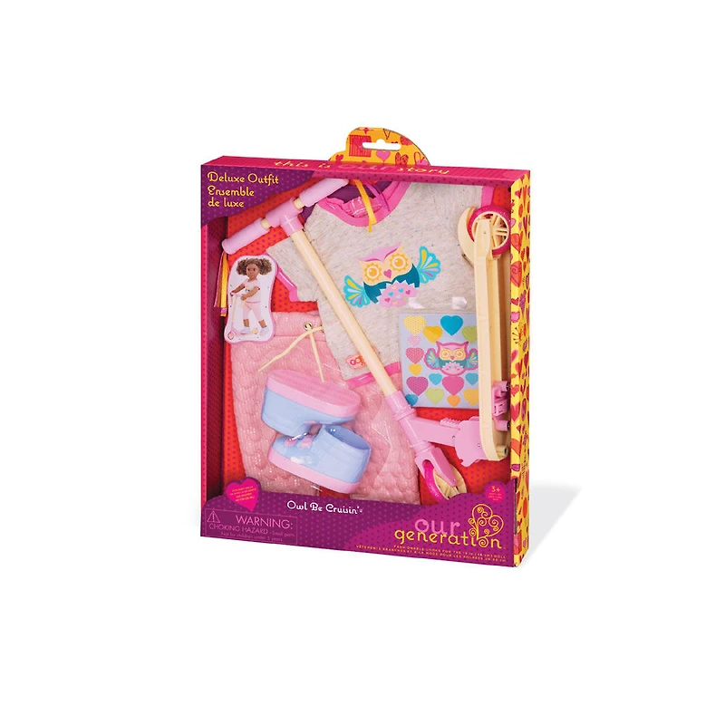 Owl Be Cruisin', Our Generation, Tenue avec trottinette pour poupées de 18 po