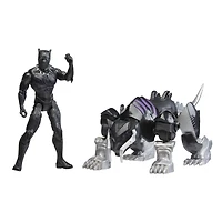 Marvel Mech Strike Mechasaurs, figurine Black Panther de 10 cm avec Sabre Claw Mechasaur, jouet de super-héros